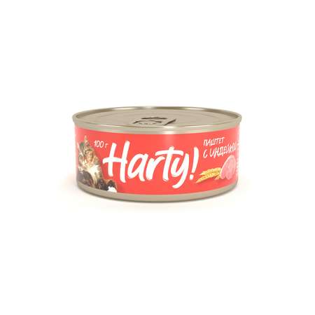 Корм для кошек Harty 100г паштет с индейкой для чувствительного пищеварения консервированный