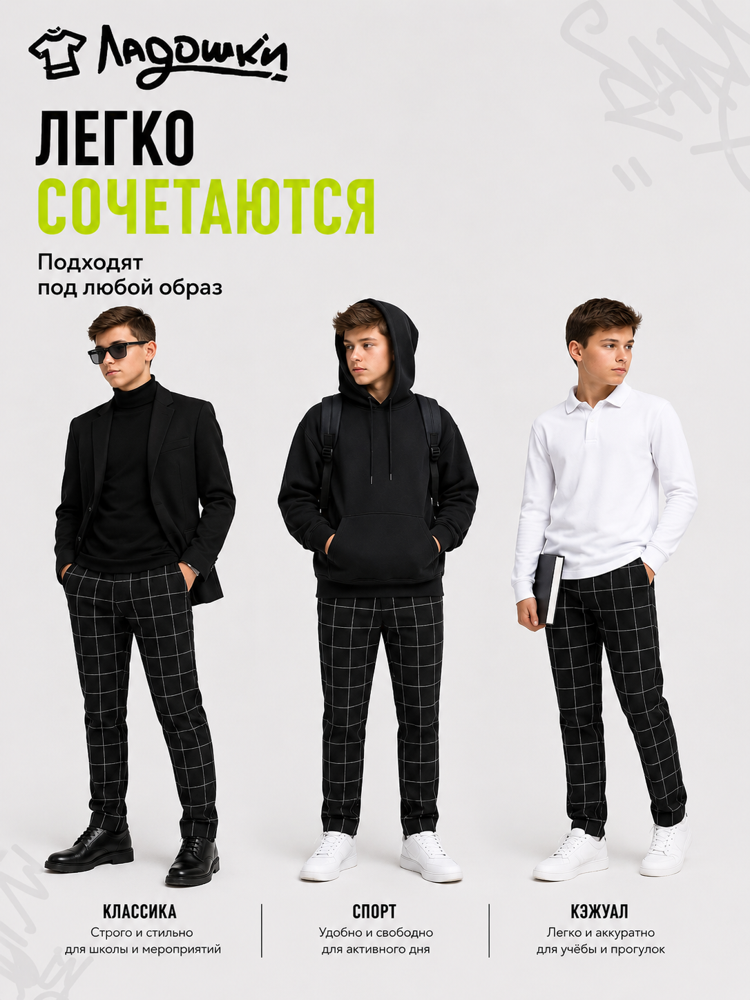 Брюки ЛАДОШКИ Брюки Вертикаль черная клетка - фото 9