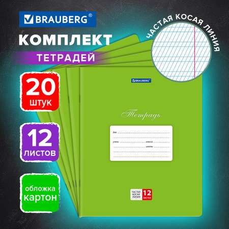 Тетрадь Brauberg косая линейка 12 лист. 20 шт.