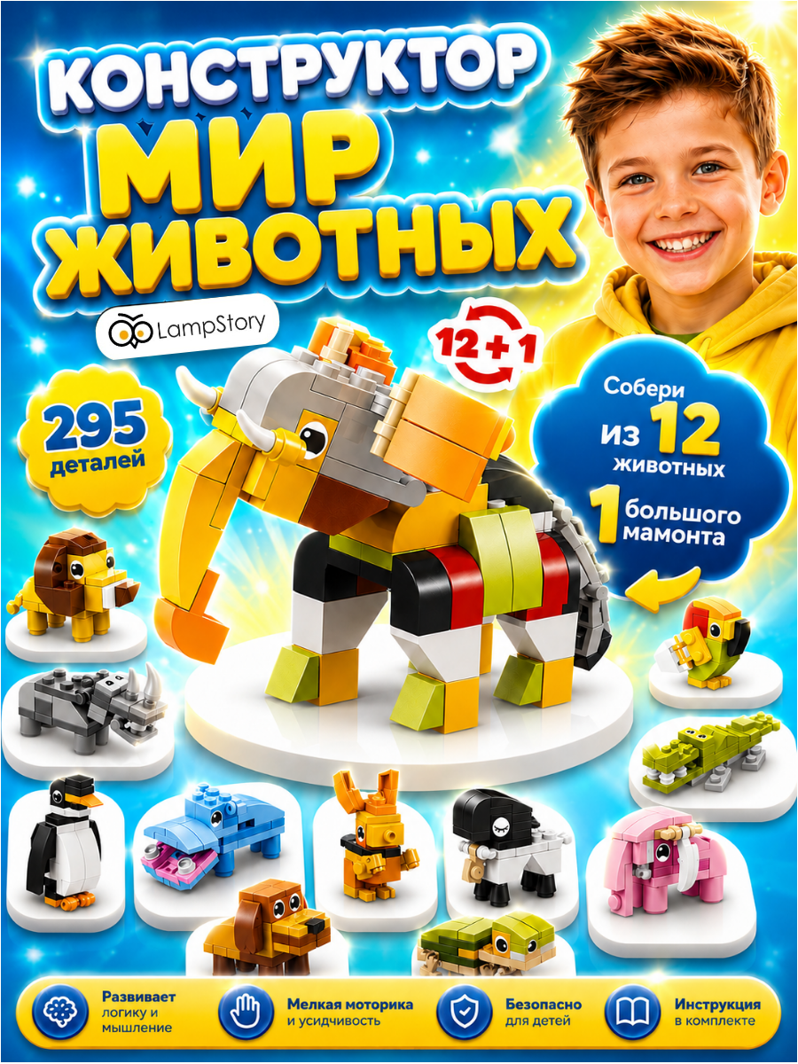 Изображение товара Конструктор LampStory Животные 295 дет. Изображение товара Конструктор LampStory Животные 295 дет.