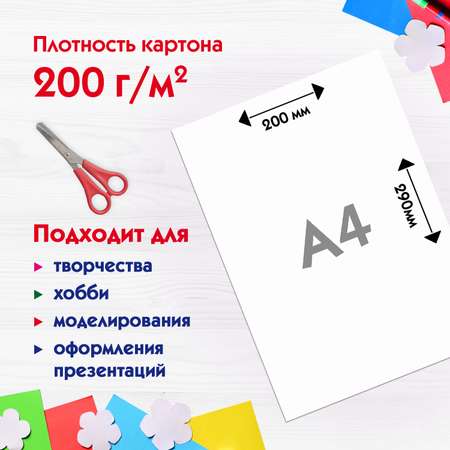 Белый картон Пифагор 24 лист.