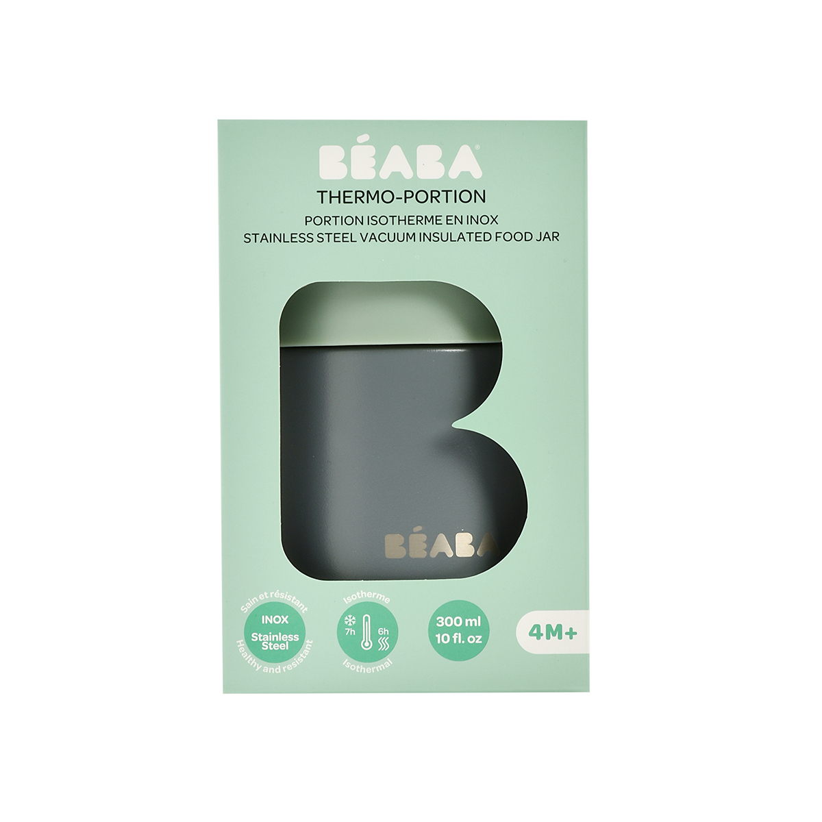 Термоконтейнер для еды, детского питания BEABA THERMO-PORTION INOX 500 мл серо-зеленый - фото 5