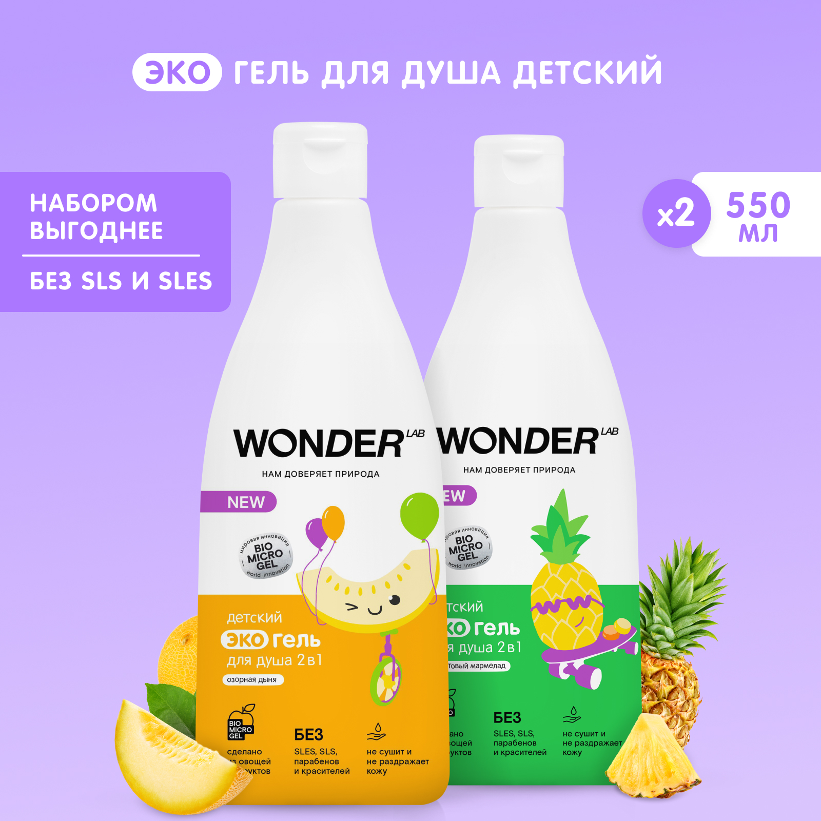 Набор средств WONDER Lab Дыня Мармелад 550 мл - фото 1