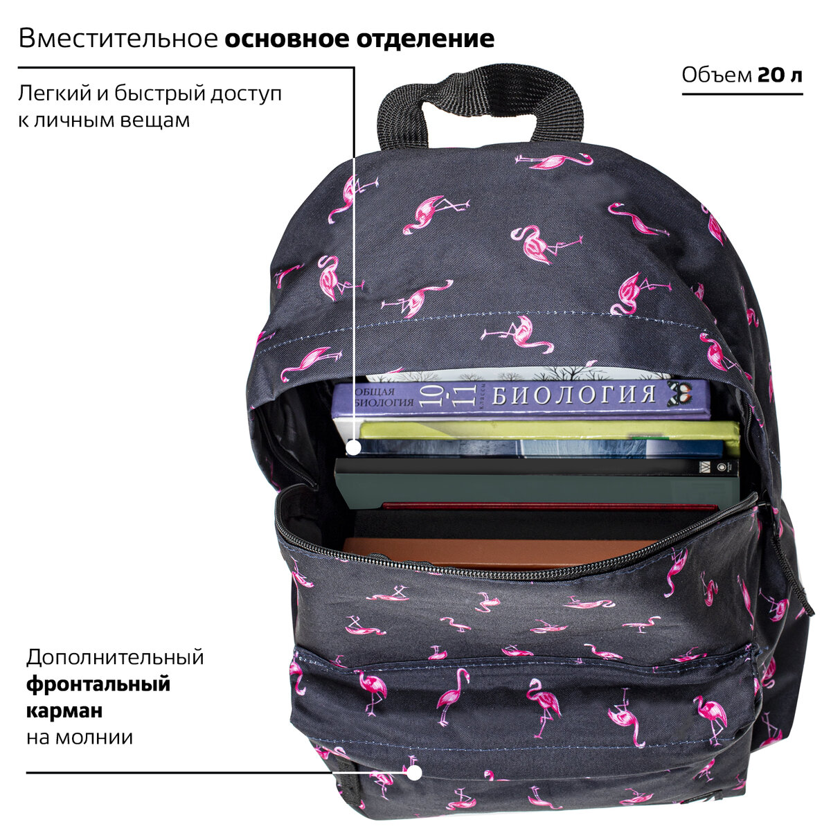 Рюкзак Brauberg Фламинго - фото 4