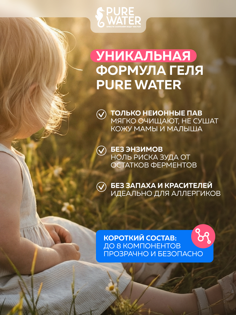 Гель для стирки Pure Water 1 л 1.13 кг 1 шт. 1 упак. - фото 2