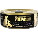 Корм для кошек и котят влажный Четвероногий Гурман Golden line Мусс с телятиной 100г