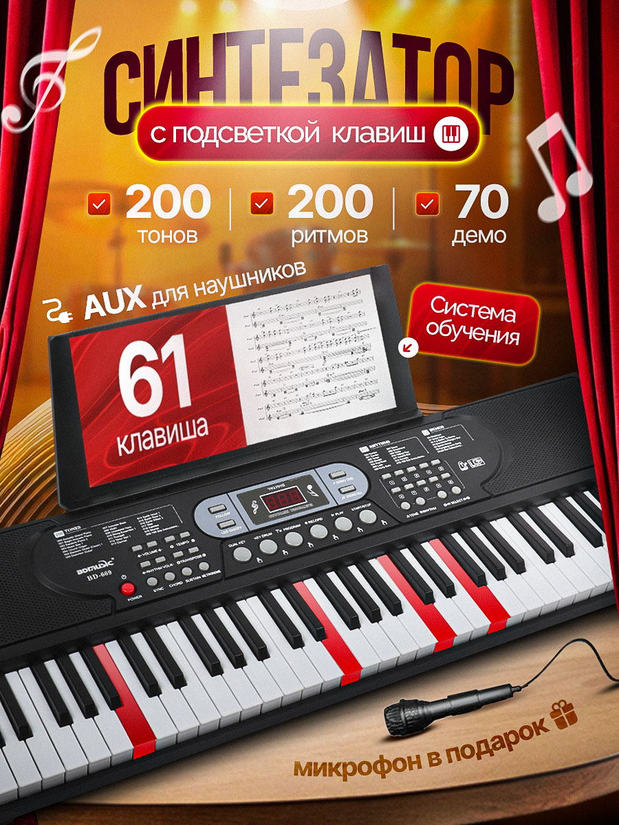 Пианино детское FAIRYMARY Синтезатор с микрофоном - фото 1
