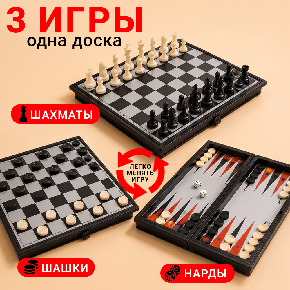 Настольная игра TIPTOPOLIS Магнитные шахматы/шашки/нарды - фото 2