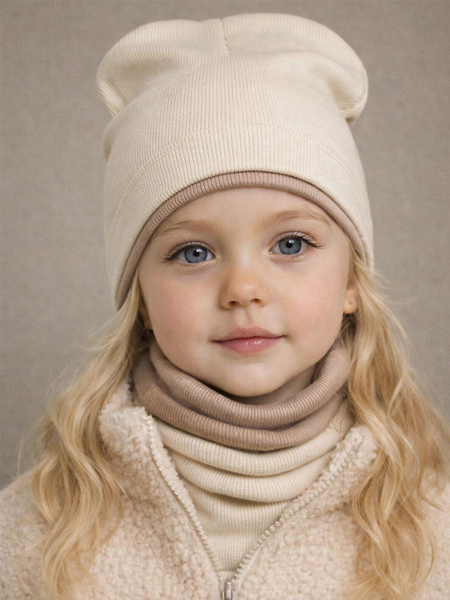 Шапка и снуд ПриКиндер U-A211 Цвет: бежевый/кофе с молоком - фото 8