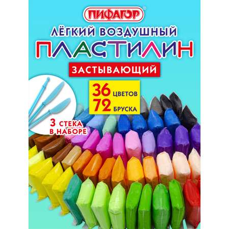 Пластилин Пифагор воздушный 36 цв.
