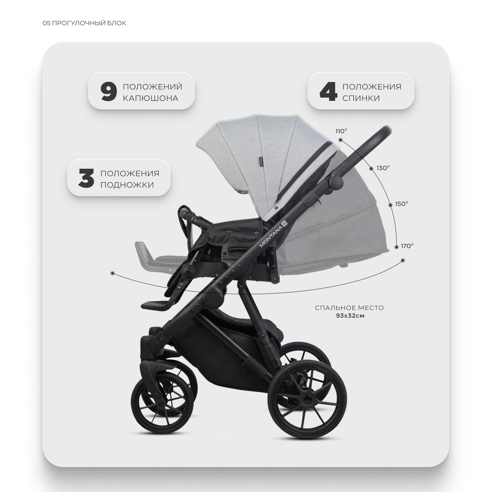 Коляска 2в1 Riko Basic Montana X серый - фото 6