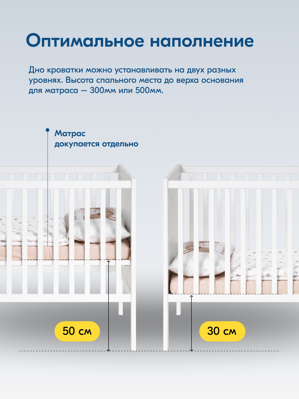 Детская кроватка IKEA Коч прямоугольная, без маятника (белый) - фото 6