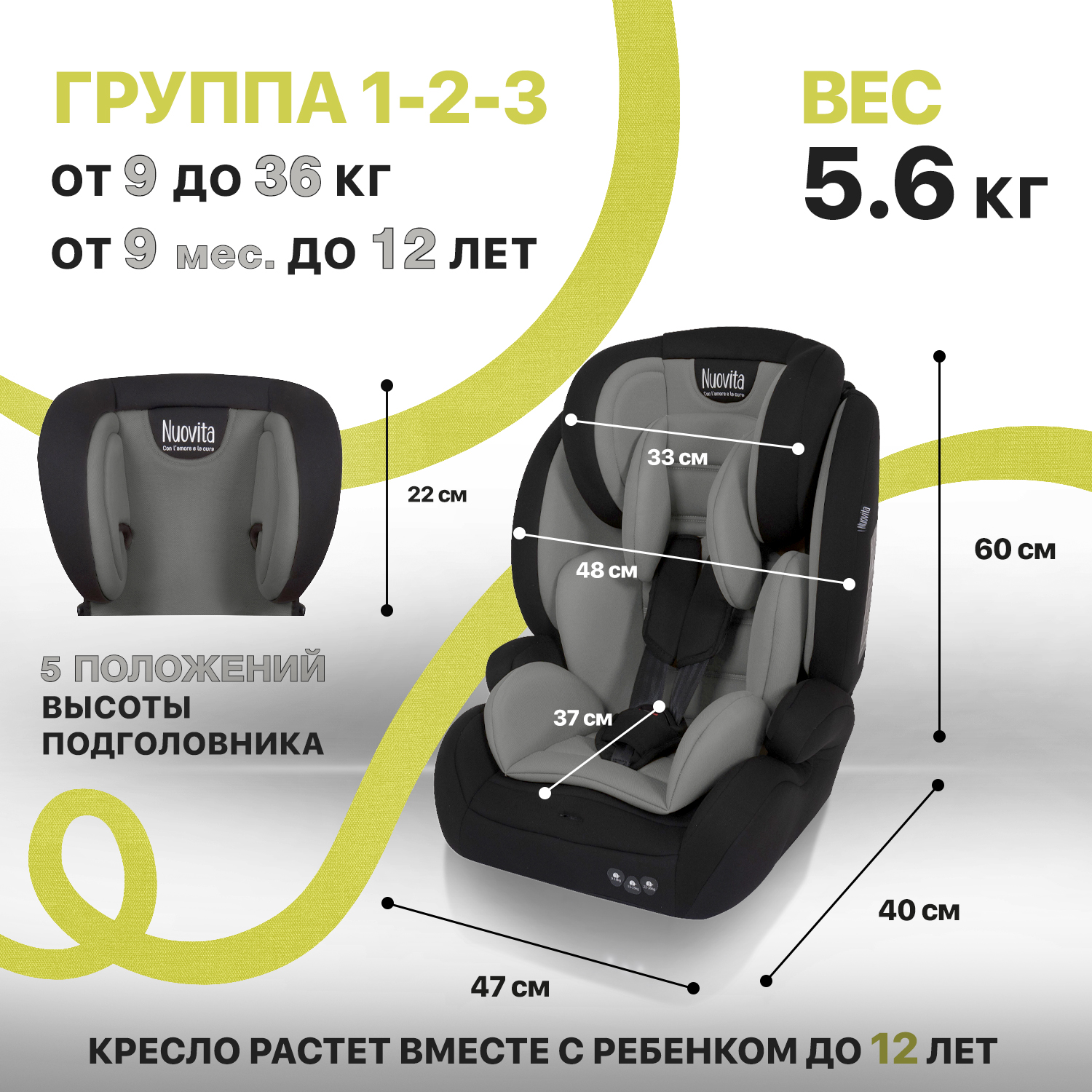 Автокресло Nuovita 1/2/3 (9-36 кг) - фото 8