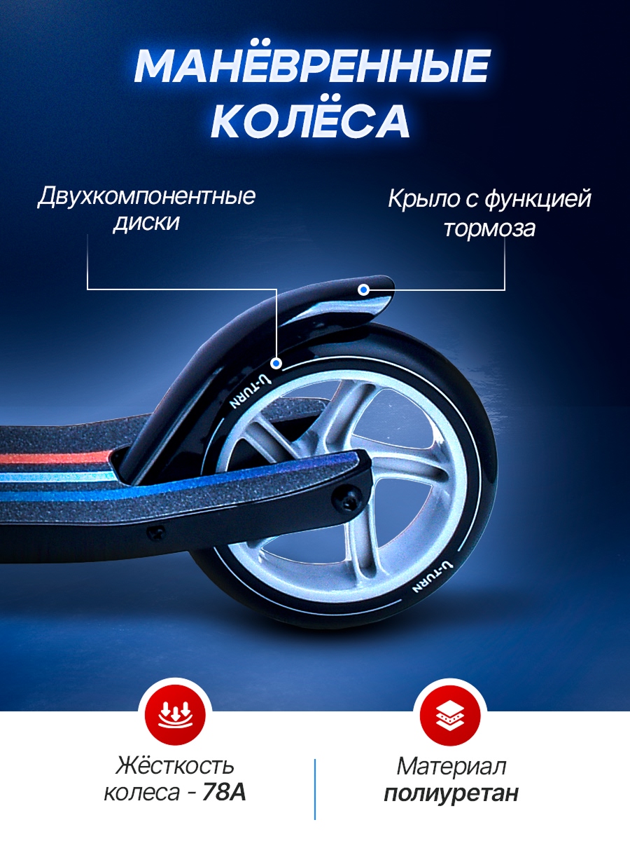 Самокат U-TURN двухколесный - фото 5