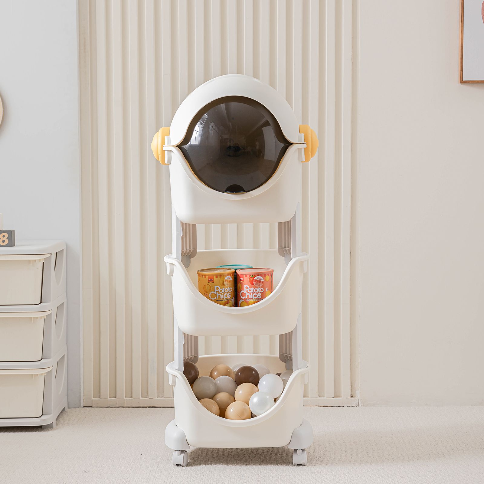 Стеллаж UNIX Kids Cosmo 3 levels Grey на колесиках - фото 12