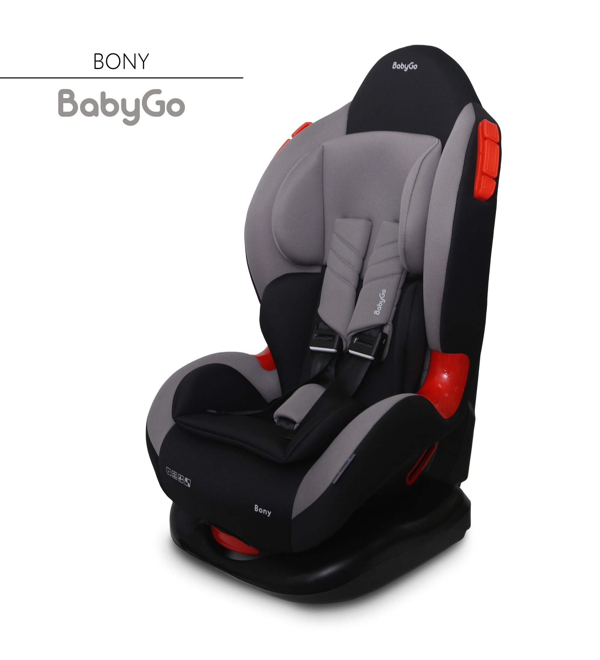Автокресло BabyGo Bony New 1/2 (9-25 кг) серый - фото 2