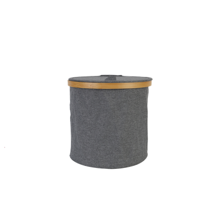 Корзина ё с бамбуковой окантовкой с крышкой 25*25*24см