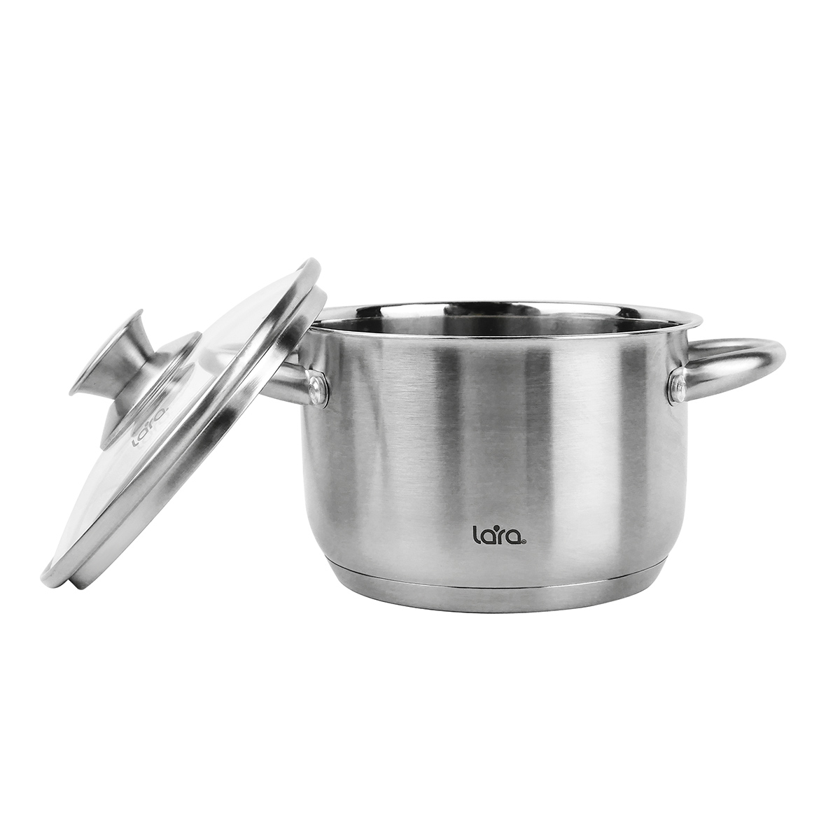 Кастрюля LARA LR02-266 (нерж) АФИНА 16x10,5см 2.1л, капсулированное индукц. дно, стекл. крышка - фото 2