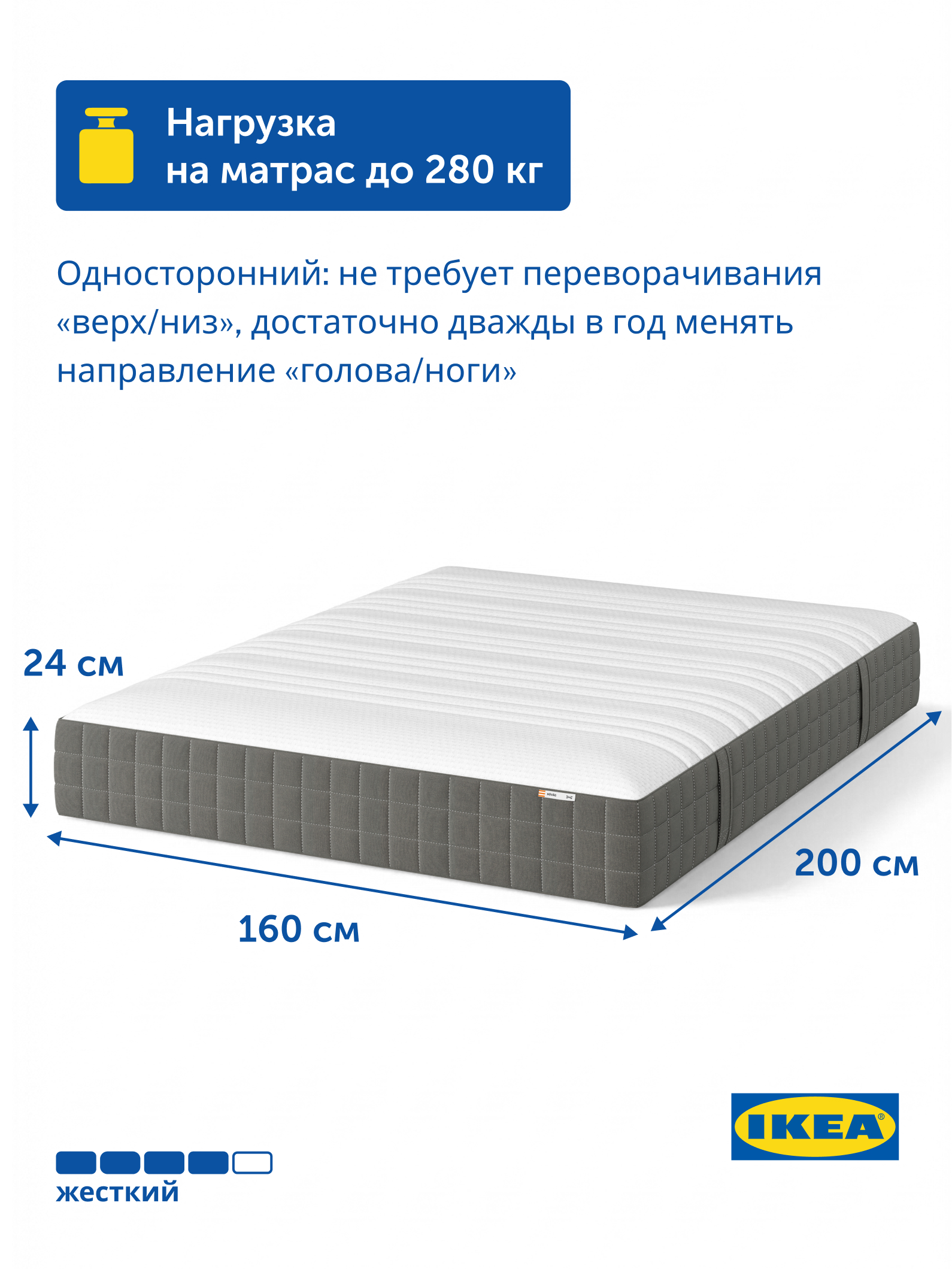 Матрас IKEA Ховаг Фирм независимые пружины 160х200 - фото 4