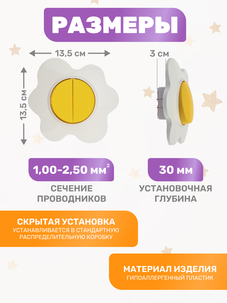 Выключатель Kranz Happy «Яичница» двухклавишный скрытой установки - фото 2