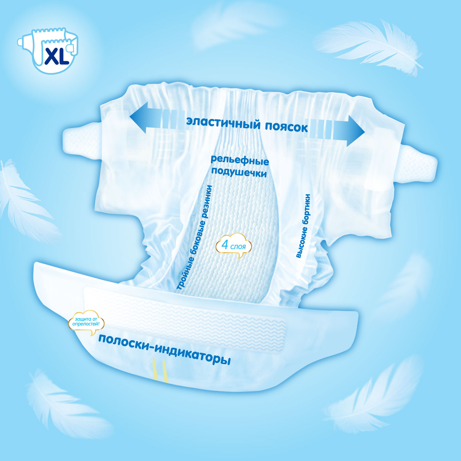 Подгузники MANU Premium XL (12-17 кг) 60 шт. - фото 2