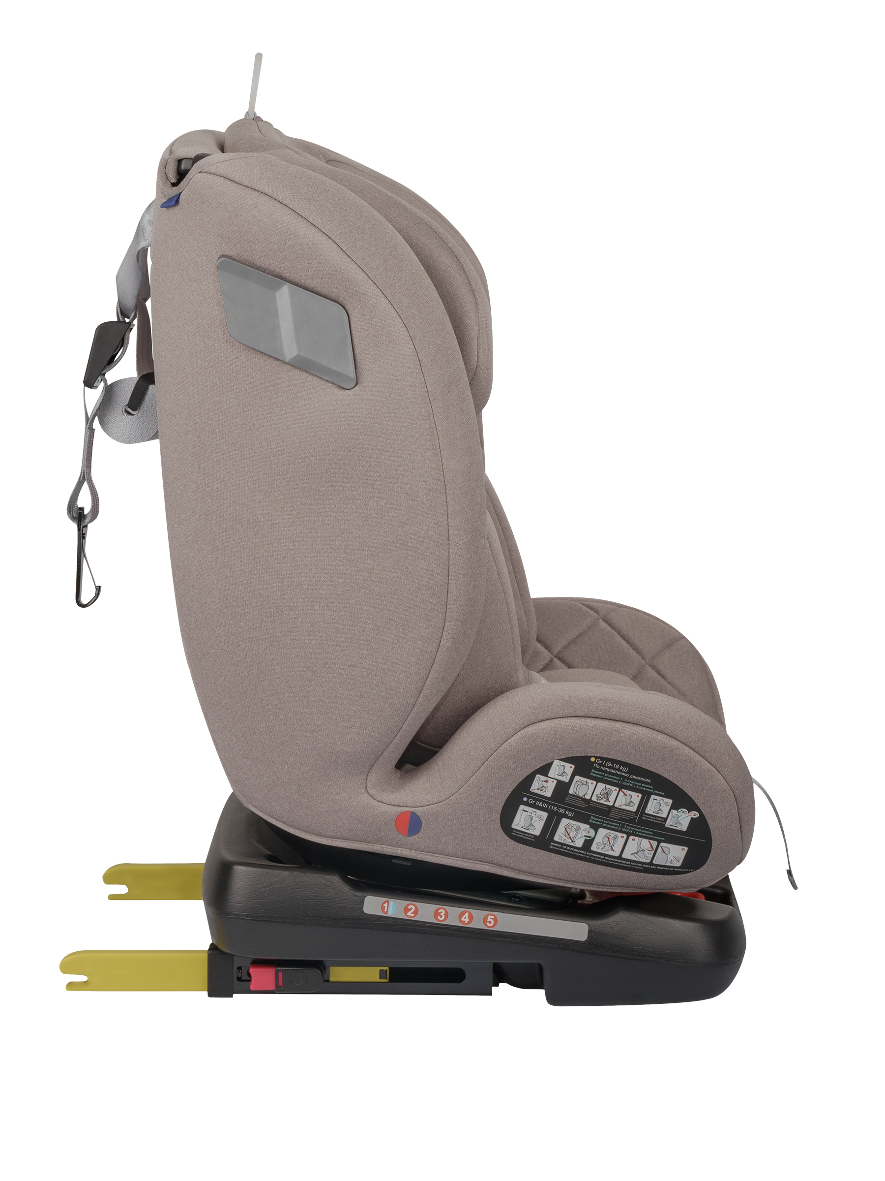 Автокресло Indigo Tourneo S Isofix 0+/1/2/3 (0-36 кг) бежевый - фото 18