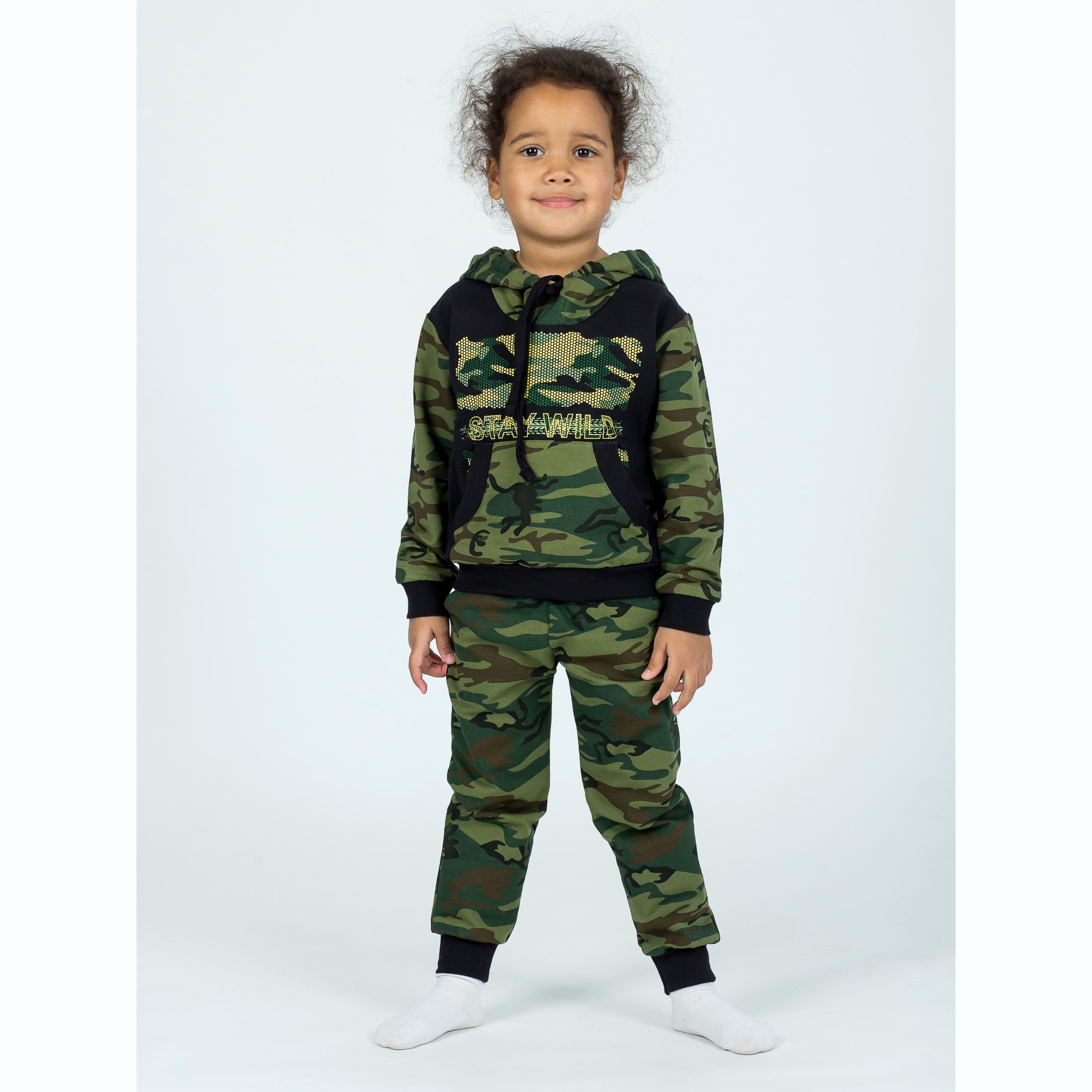 Костюм спортивный KiMMi Baby КБ-1308747 хаки черный милитари - фото 7