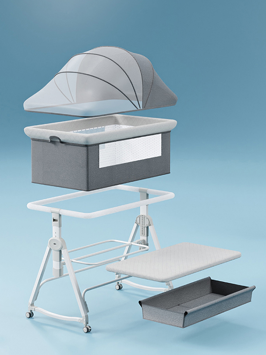 Детская кроватка CINLANKIDS прямоугольная, поперечный маятник (серый) - фото 11