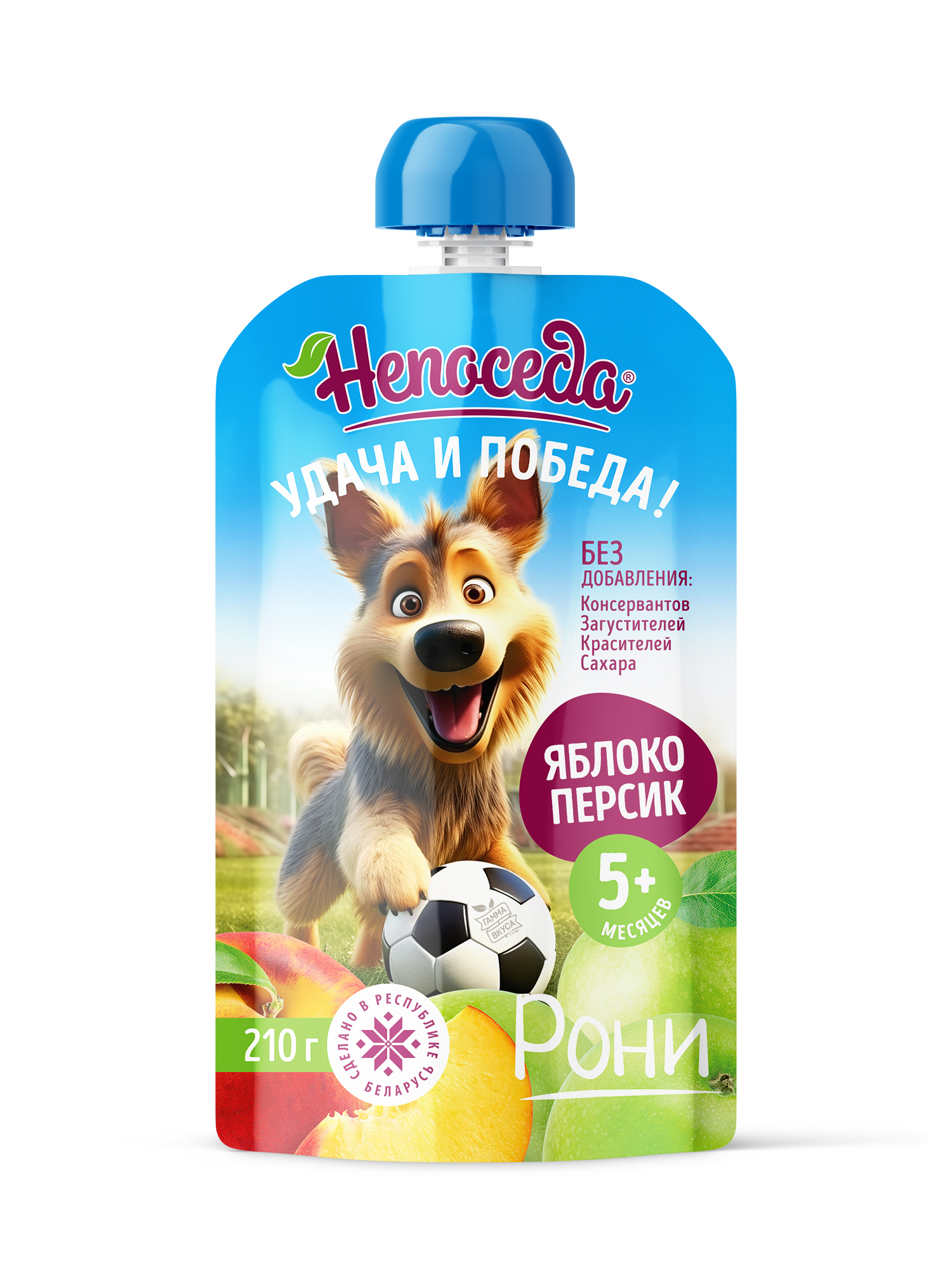 Пюре Непоседа Яблоко-Персик с 5 мес 210 г - фото 1