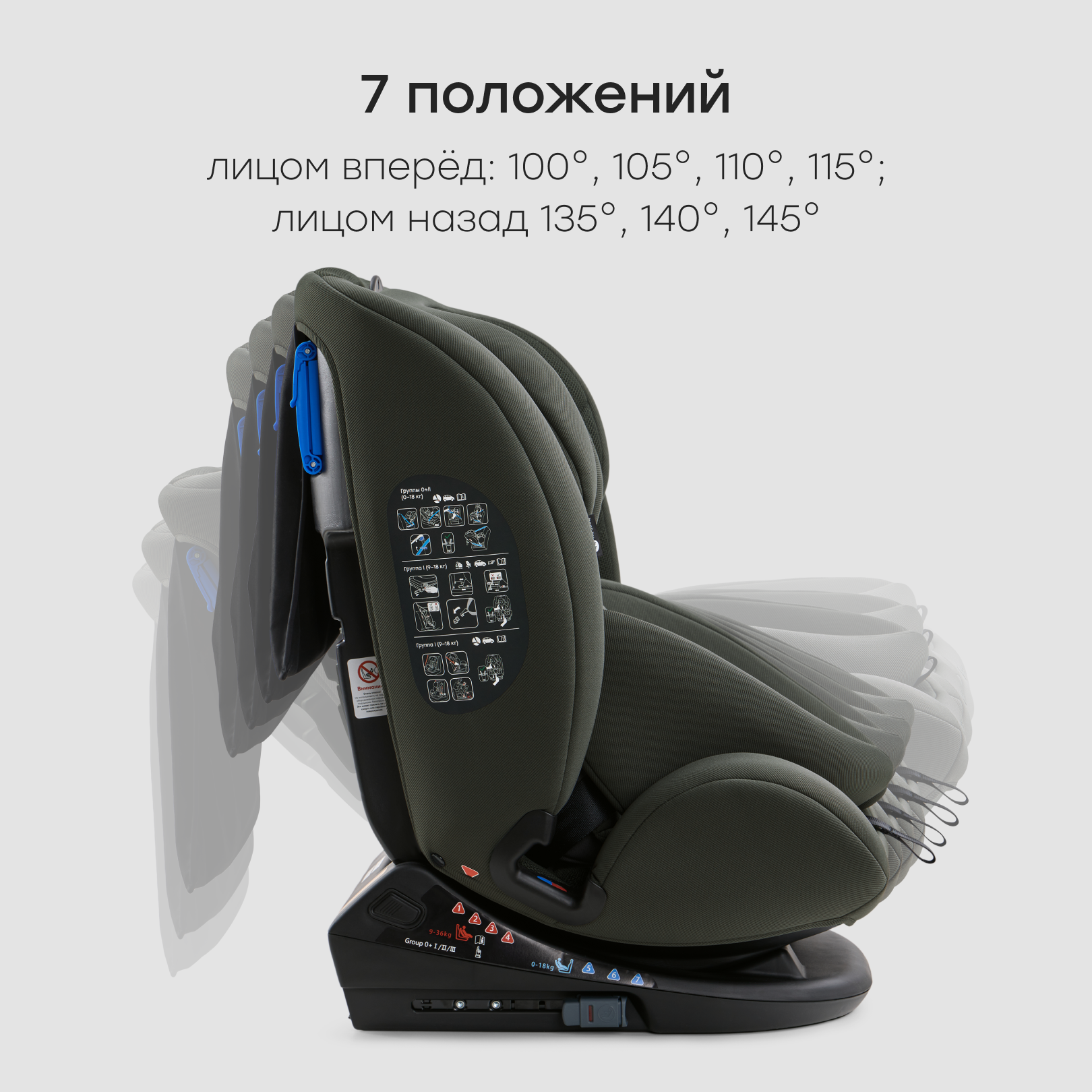 Автокресло Happy Baby Orex Isofix 0+/1/2/3 (0-36 кг) зеленый - фото 8