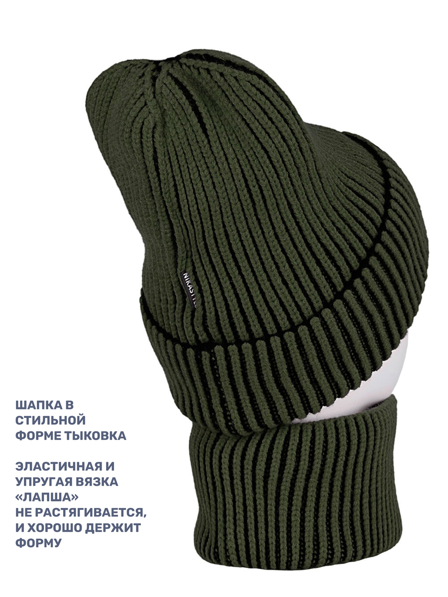 Комплект шапка и снуд NIKASTYLE 12з16624 черный/хаки - фото 4