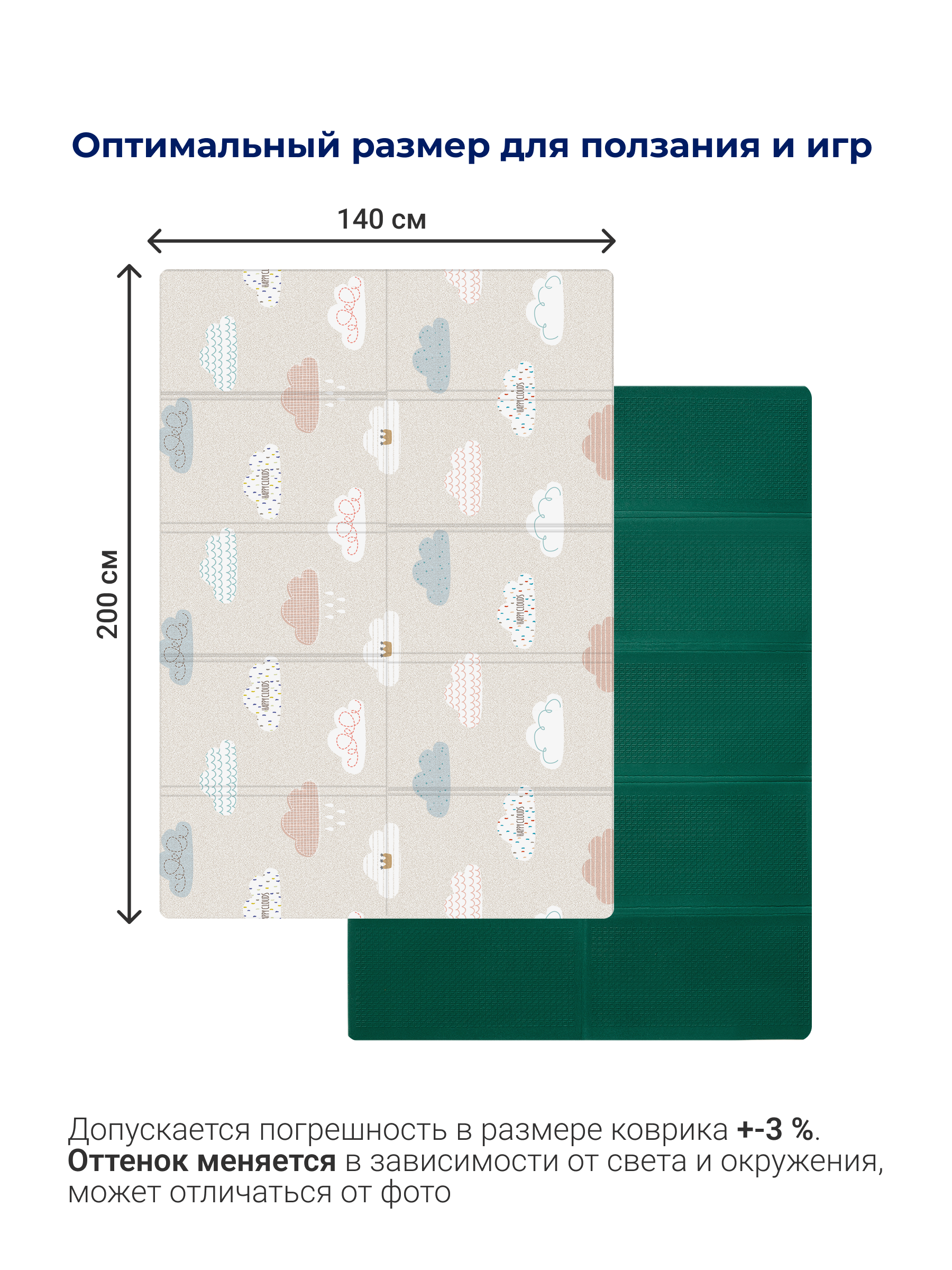 Детский складной коврик Parklon Облачка Edge 140 x 200 см - фото 4