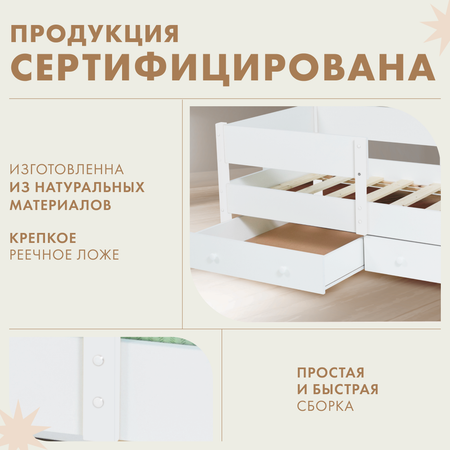 Кровать детская 160*80 Alatoys подростковая деревянная из березы белая