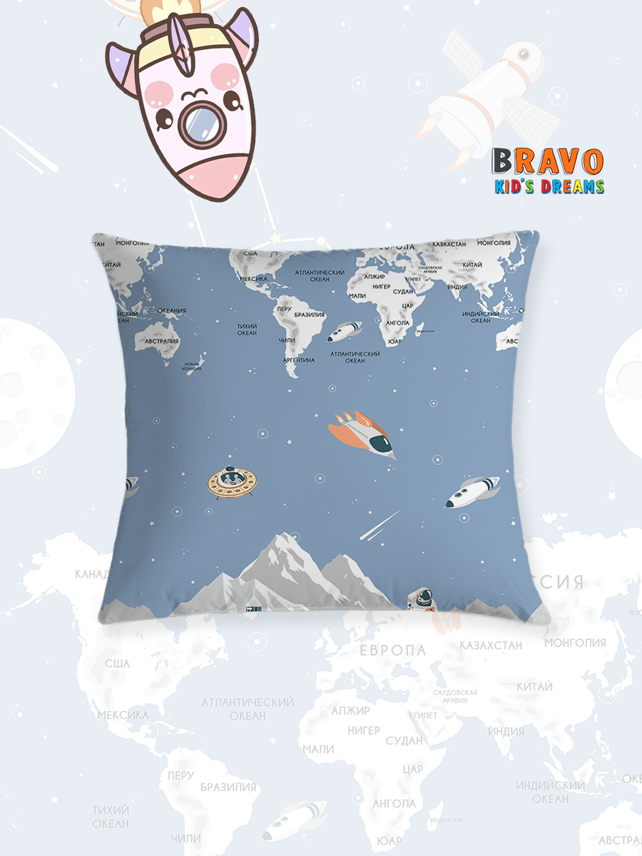 Наволочка BRAVO kids dreams Мэпс 70 x 70 см 1 шт. - фото 1