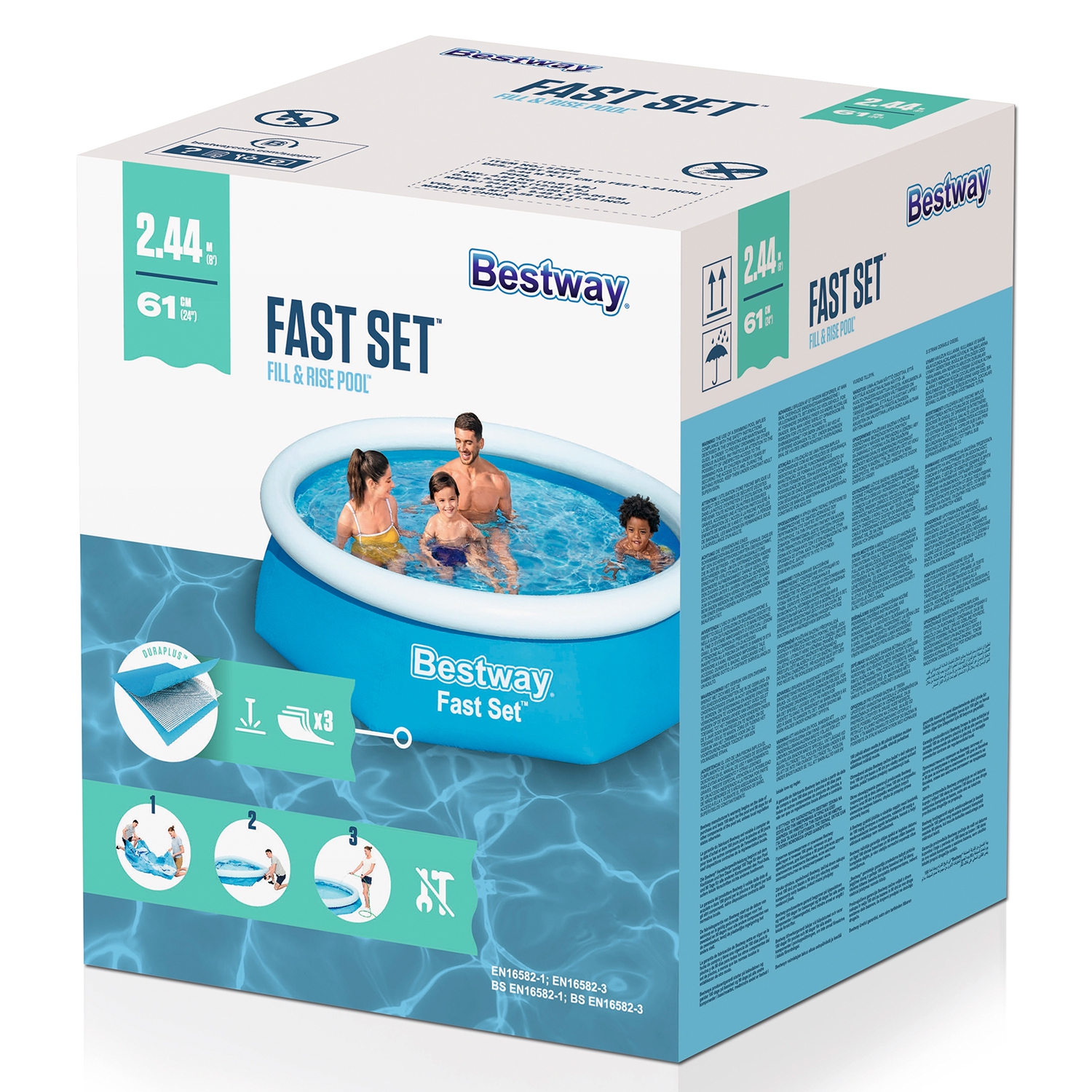 Бассейн с надувным бортом Bestway размер 244х61 см объем 1880 л - фото 4
