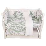 Бортик в кроватку Amarobaby Mild design edition Зеленые листья 12подушек Белый-Зеленый