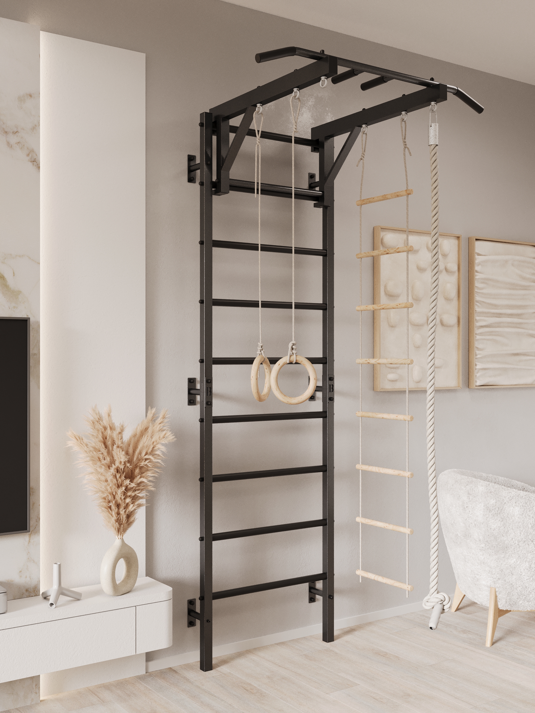 Шведская стенка BORABO PRO с турником и навесным оборудованием - фото 14