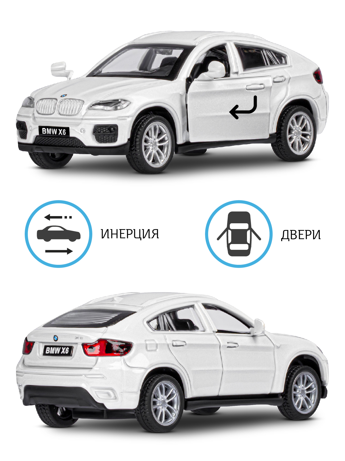 Внедорожник АВТОпанорама BMW X6 1:43 JB1200133 - фото 2