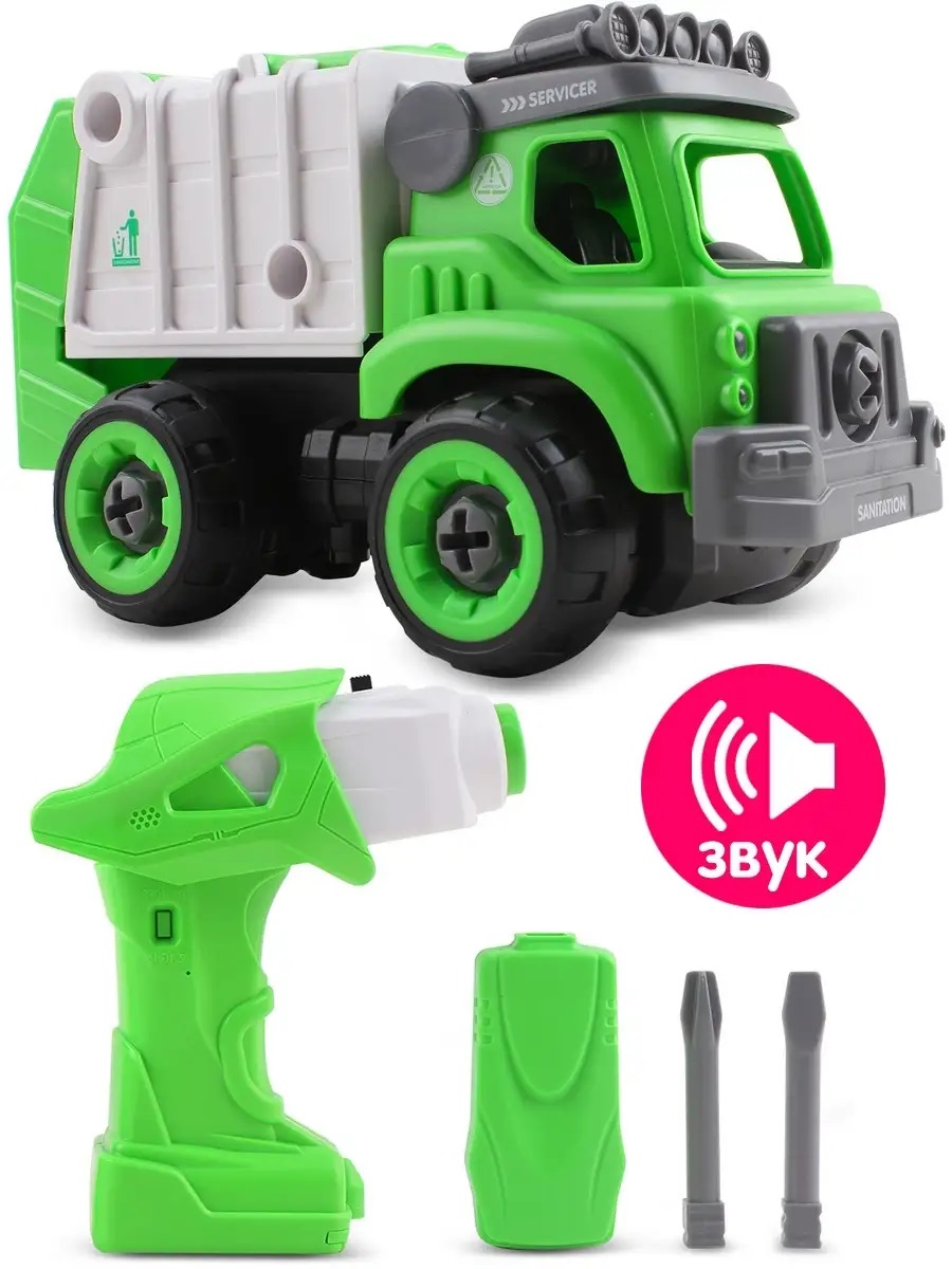 Изображение товара Конструктор Lei Meng Мусоровоз с электромеханическим шуруповертом