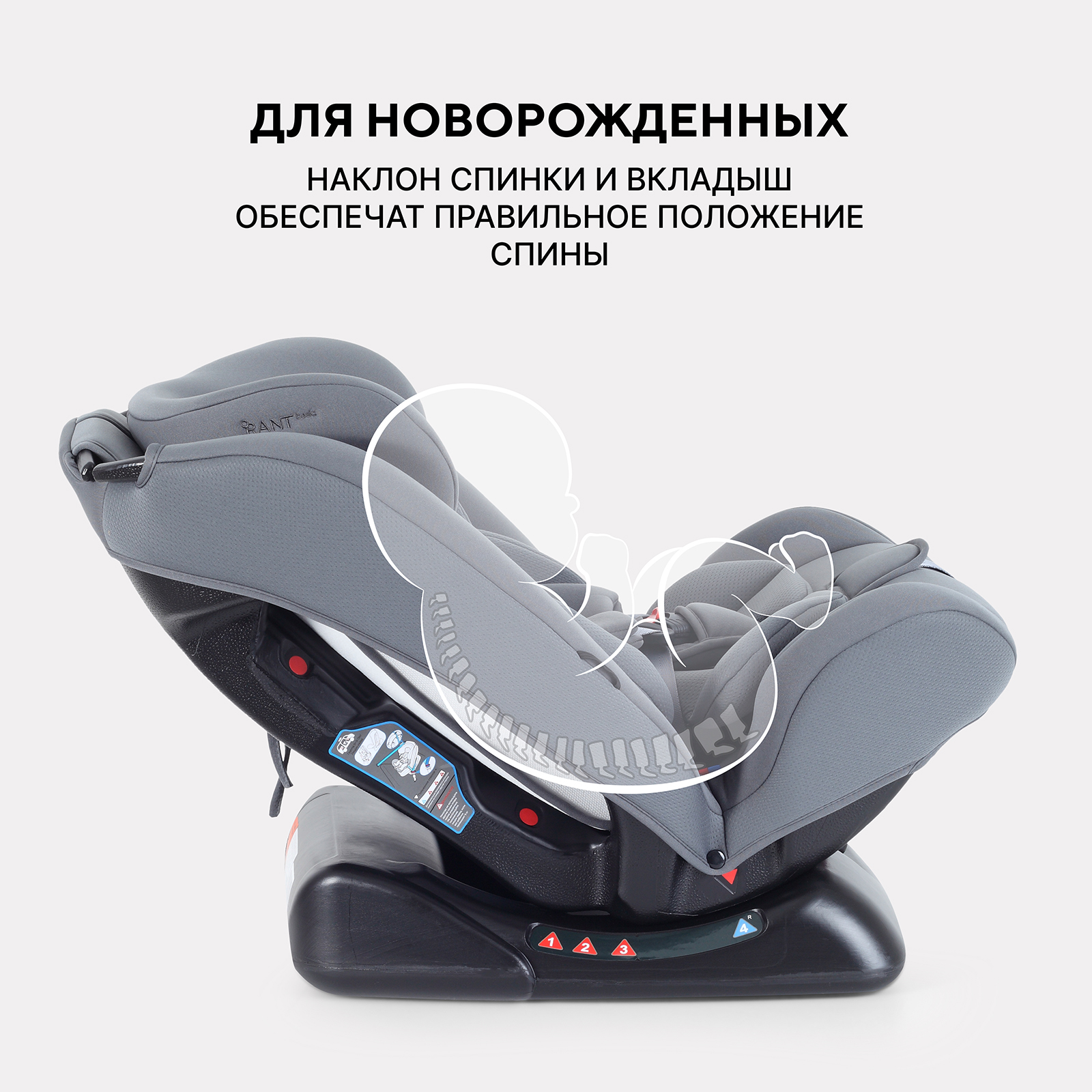 Автокресло Rant Basic Unity next 0+/1/2/3 (0-36 кг) серый - фото 3