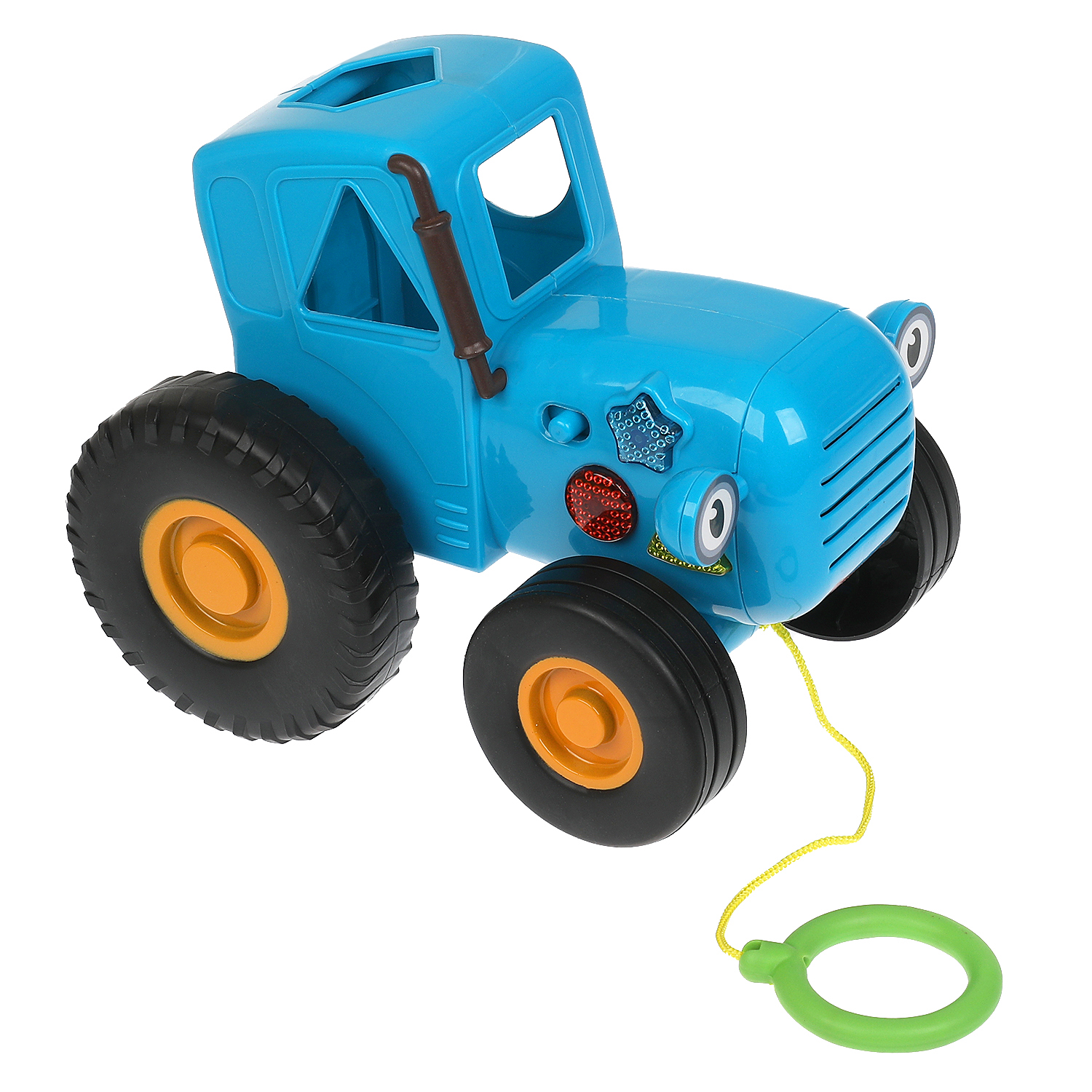 Каталка УМка Синий трактор на веревочке голубой - фото 2