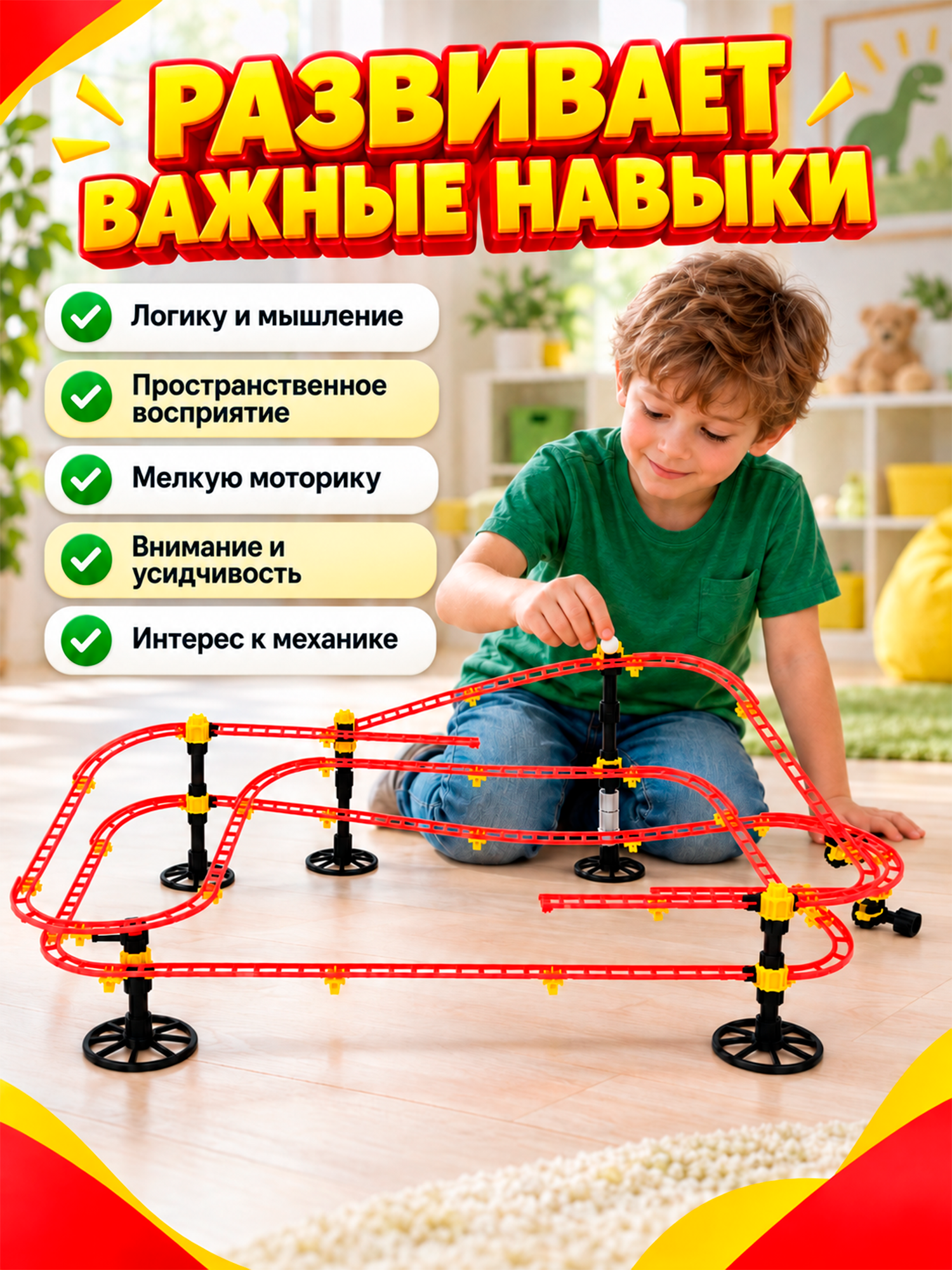 Конструктор QUERCETTI Американские горки динамический 150 дет. - фото 4