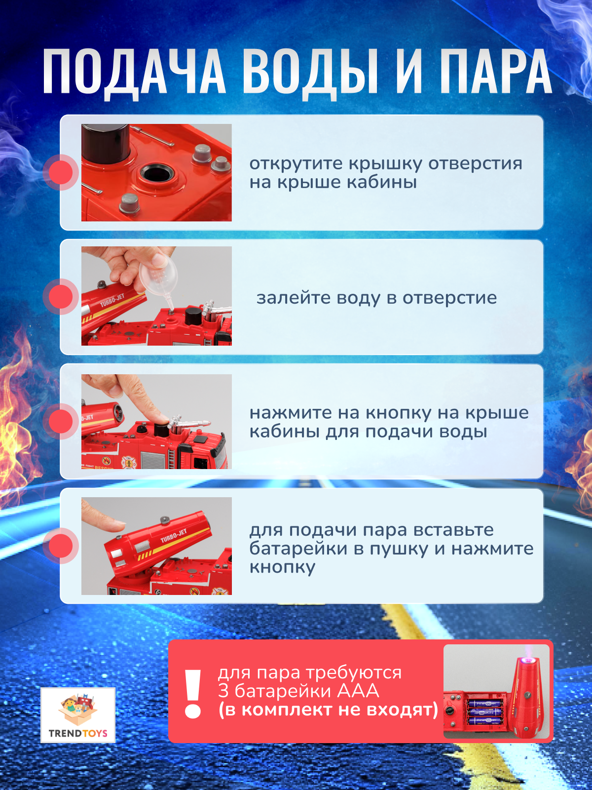 Пожарная машина TrendToys инерционная с паром и водой LDG008 - фото 4