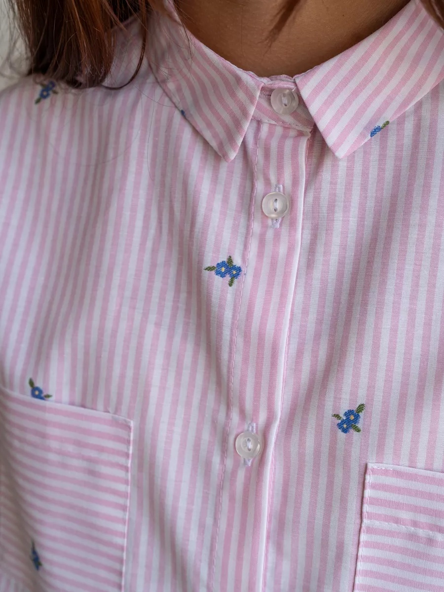 Рубашка TForma MD8188_розовая_полоска - фото 7