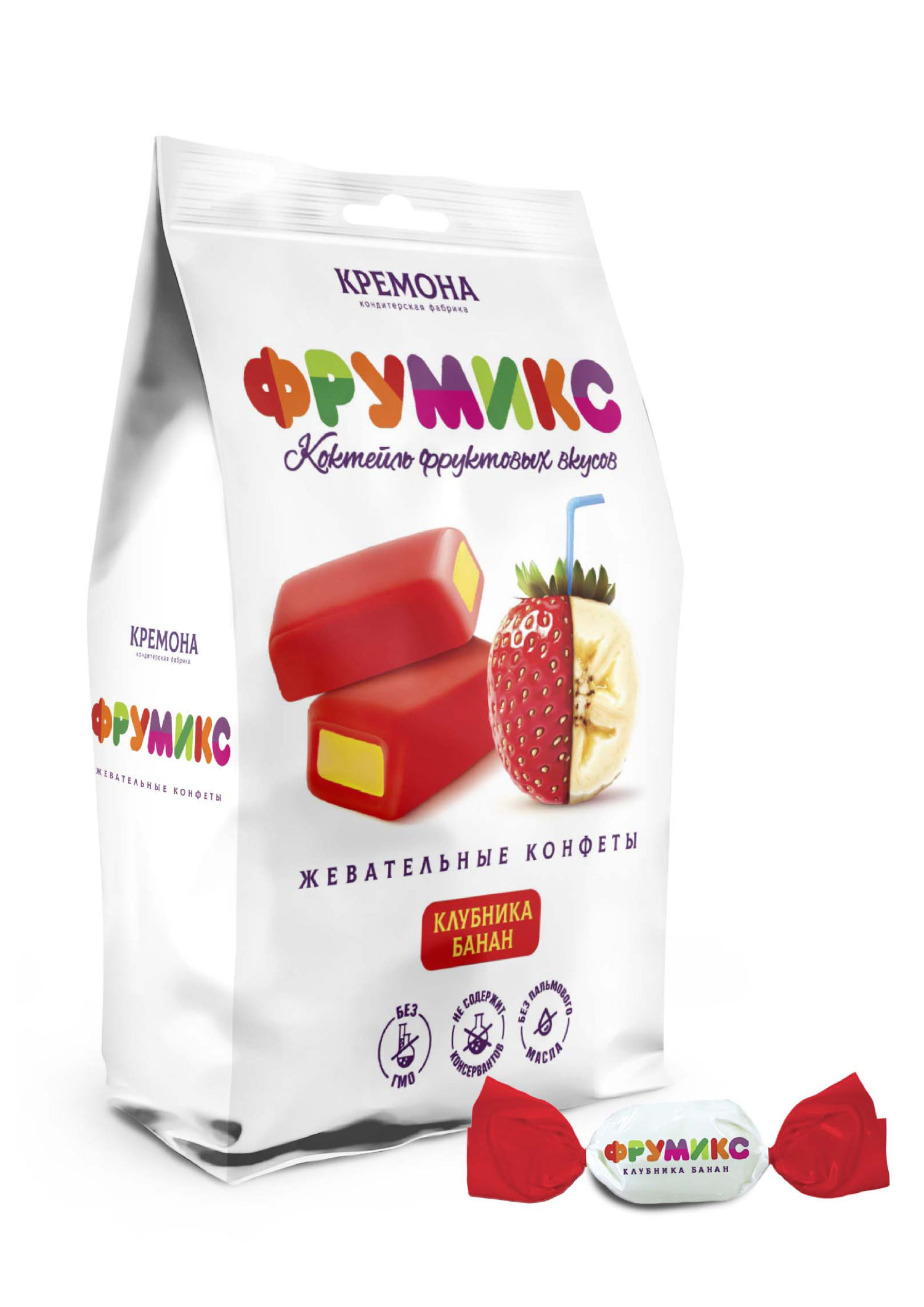 Жевательные конфеты Фрумикс 1TOY клубника банан 150г - фото 1