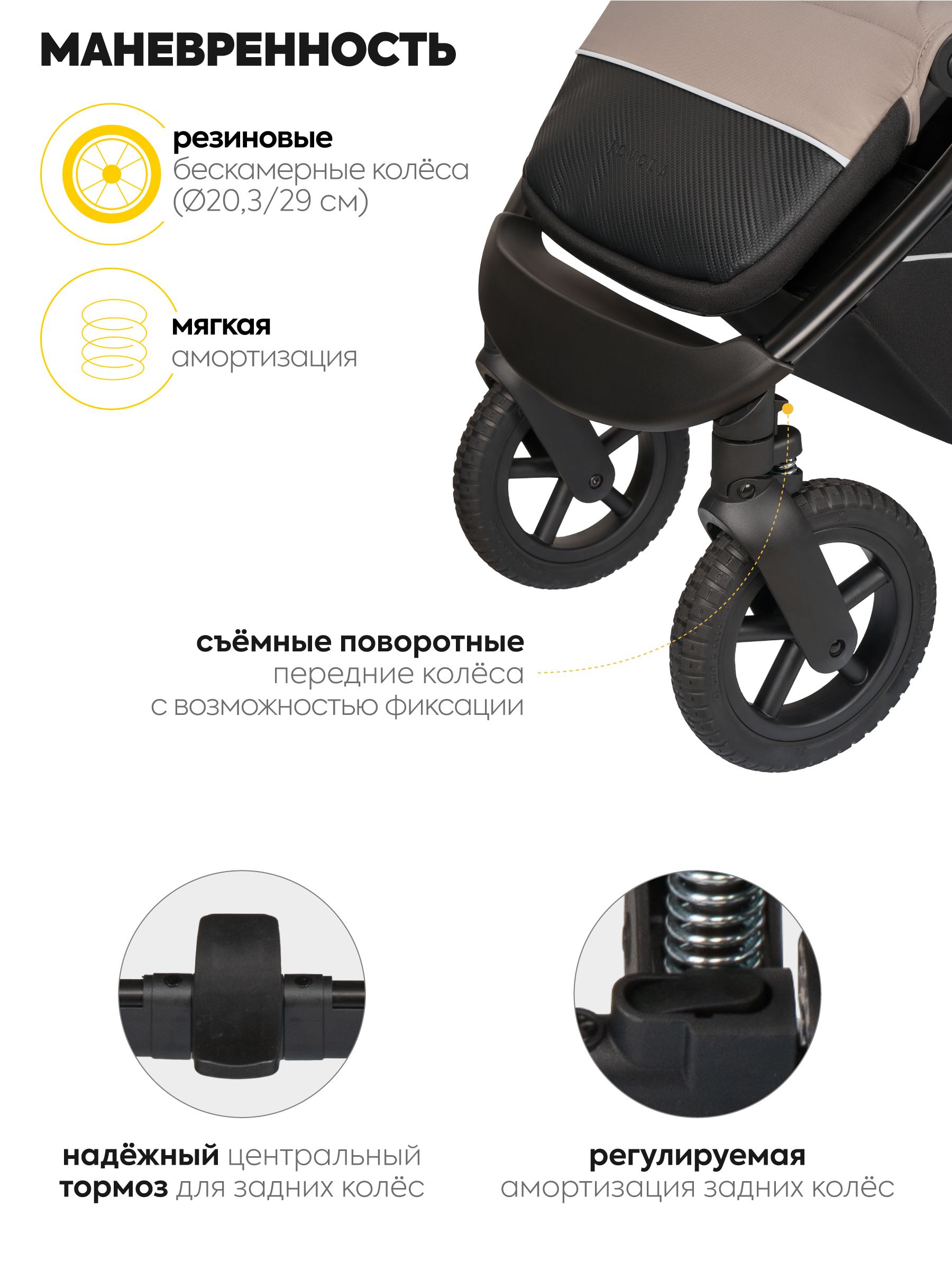 Коляска прогулочная JOVOLA Selena SL, всесезонная бежевый - фото 13