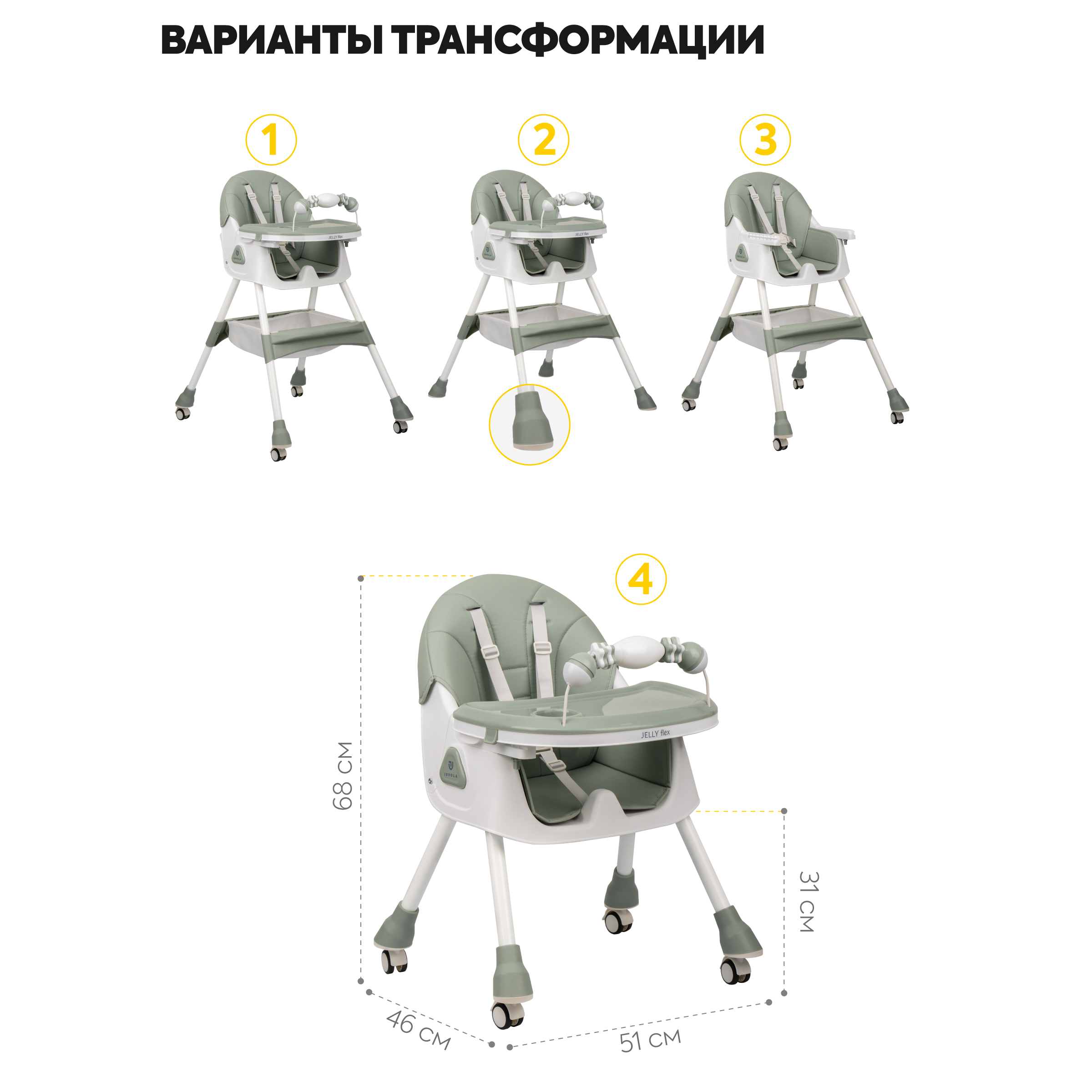 Стульчик для кормления JOVOLA Jelly Flex классический - фото 5