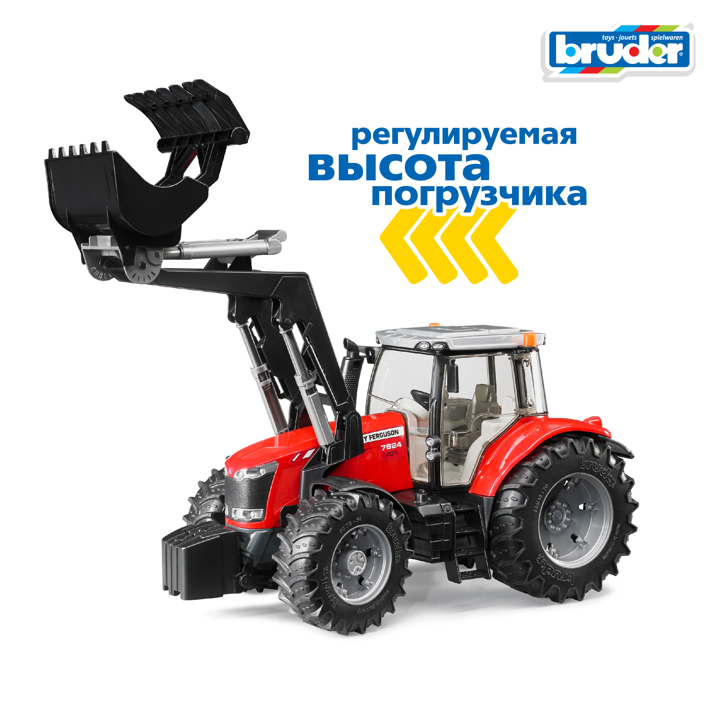 Трактор Bruder Massey Ferguson 7600 с погрузчиком 1:16 03-047 - фото 5