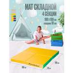 Мат Perfetto Sport № 11 (100х100х10 см) складной зелёно-жёлтый