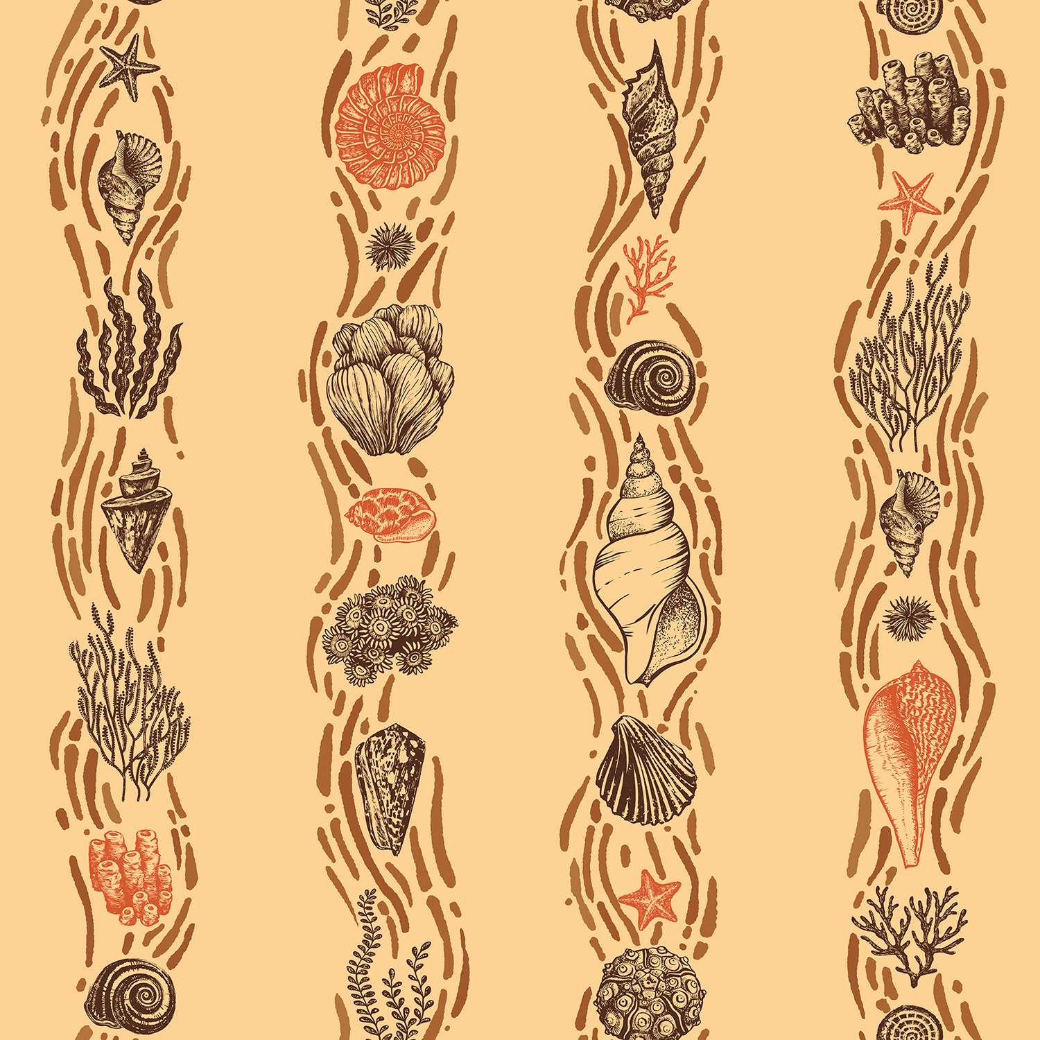 Штора для ванной комнаты VILINA Ракушки бежевые 180*180см 6984-009-beige - фото 3